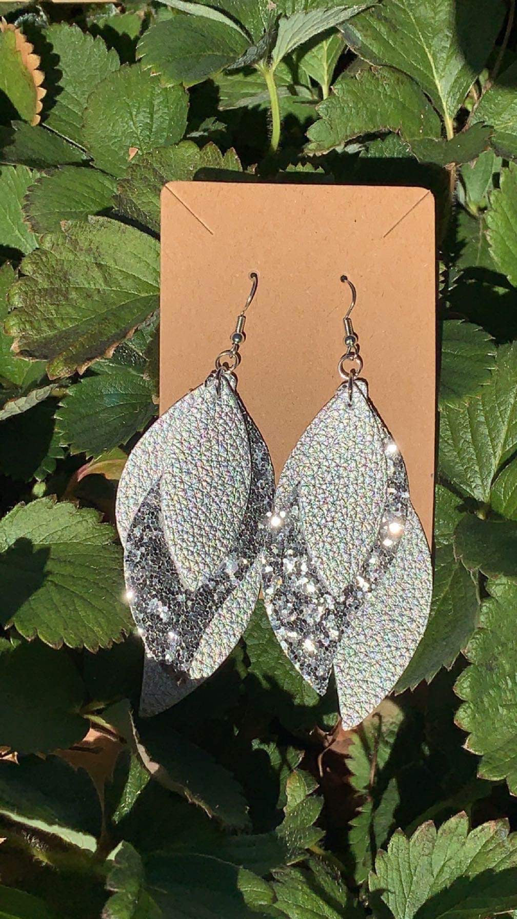 Leather Feather Earrings