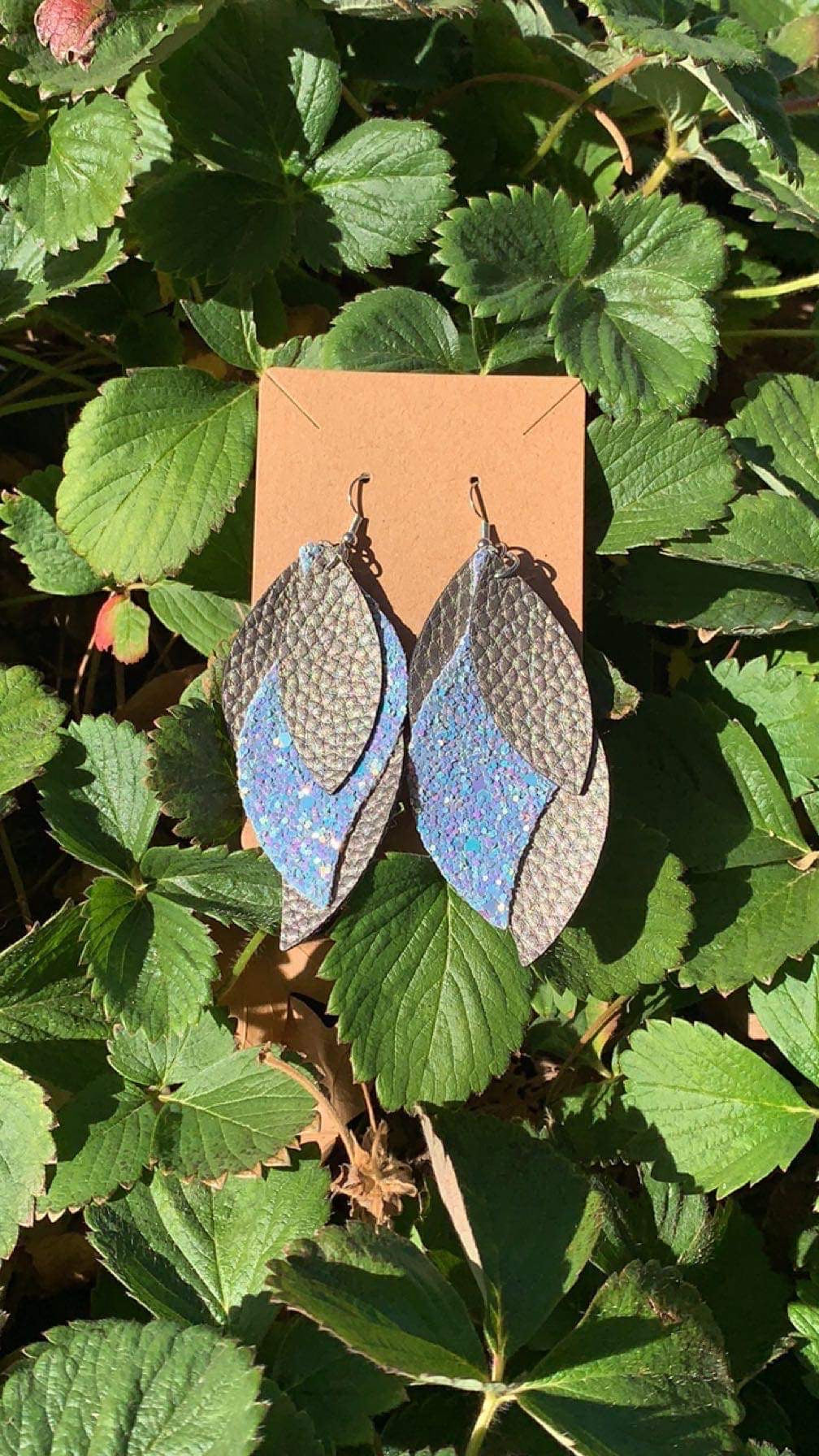 Leather Feather Earrings