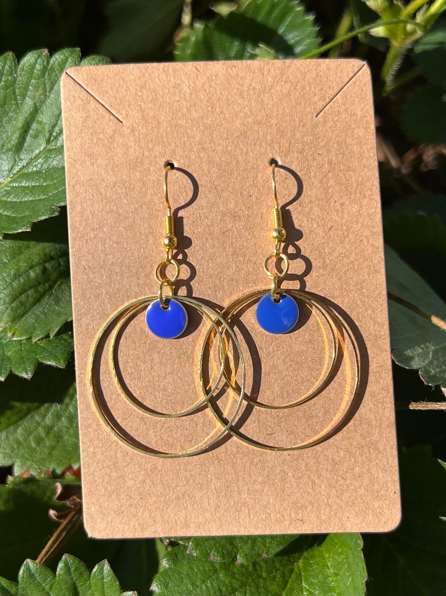 Blue/Gold Double Hoop Earrings