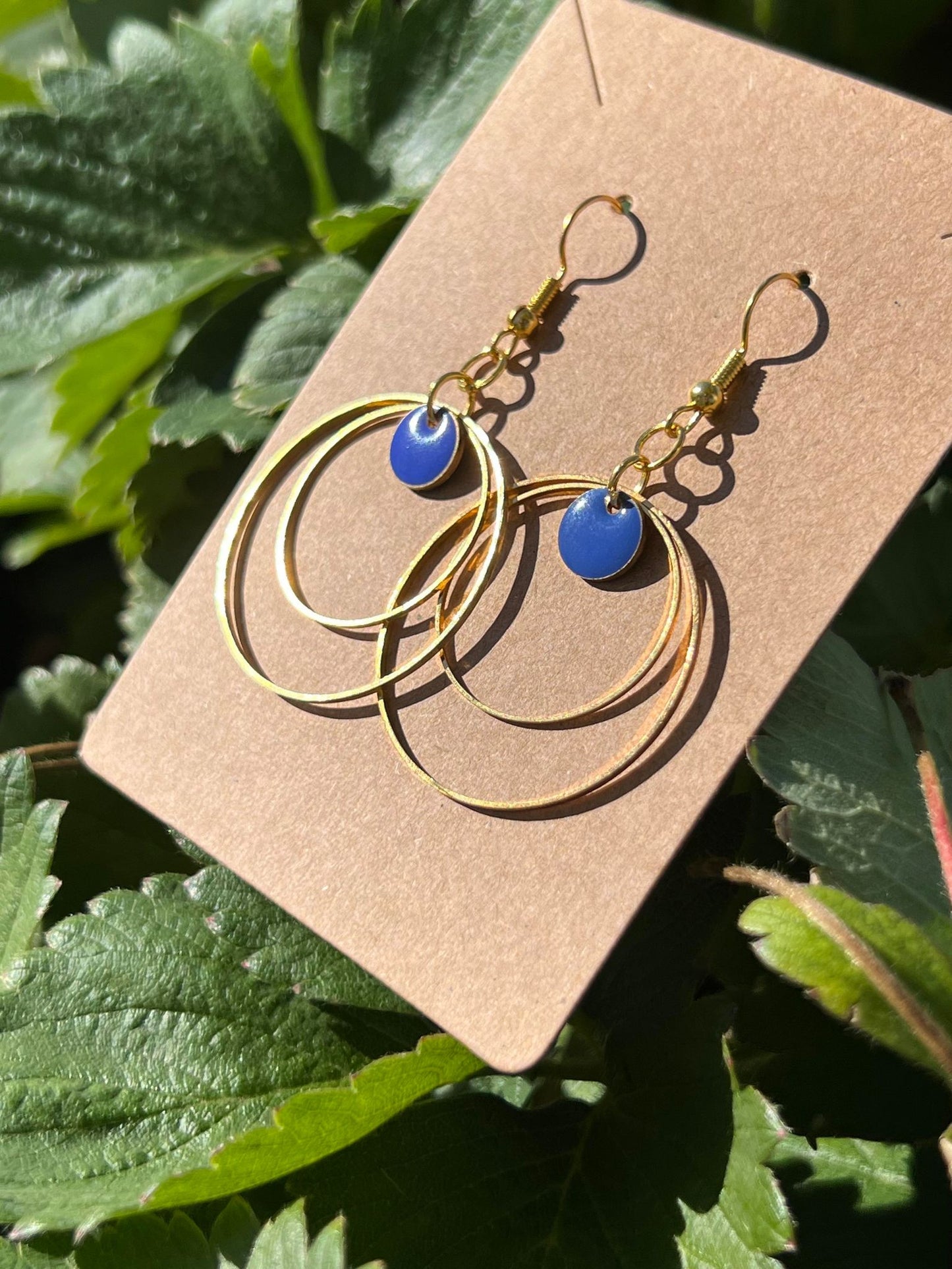 Blue/Gold Double Hoop Earrings