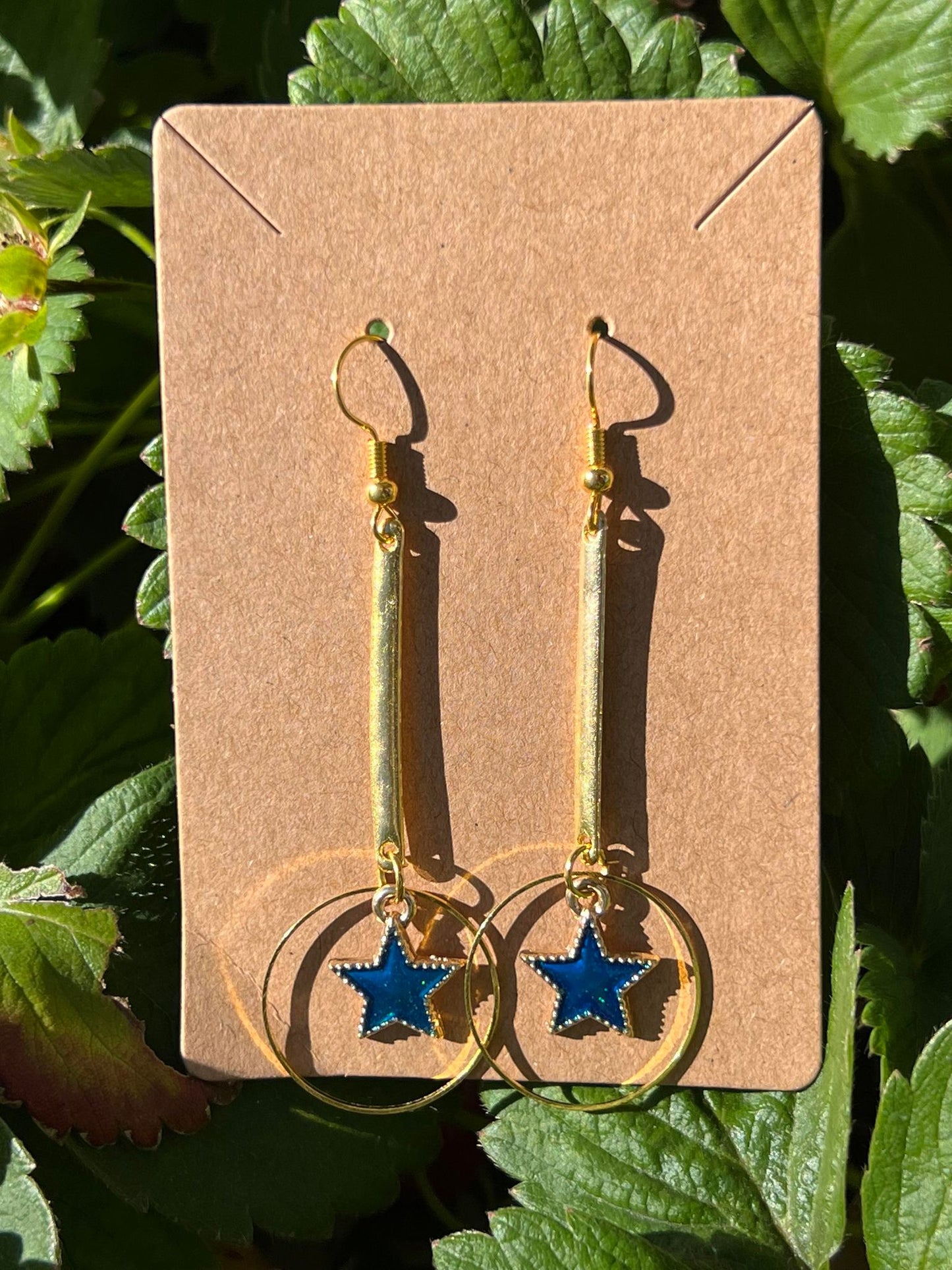 Blue/Gold Star Hoop Earrings